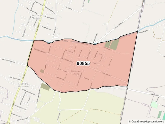 Mapa del código postal 90855, Teolocholco, Tlaxcala
