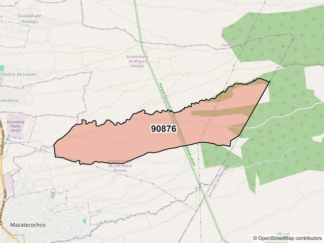 Mapa del código postal 90876, Mazatecochco de José María Morelos, Tlaxcala