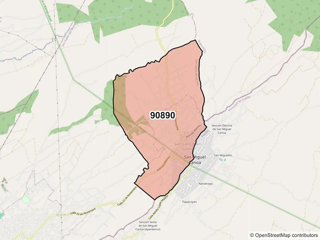 Mapa del código postal 90890, San Pablo del Monte, Tlaxcala