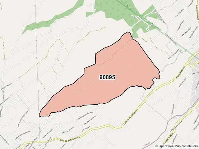 Mapa del código postal 90895, San Pablo del Monte, Tlaxcala