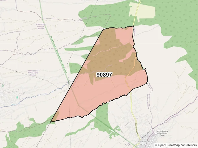 Mapa del código postal 90897, San Pablo del Monte, Tlaxcala