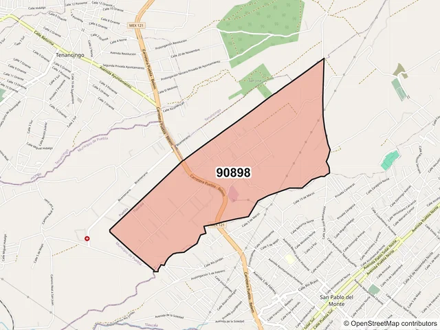 Mapa del código postal 90898, San Pablo del Monte, Tlaxcala