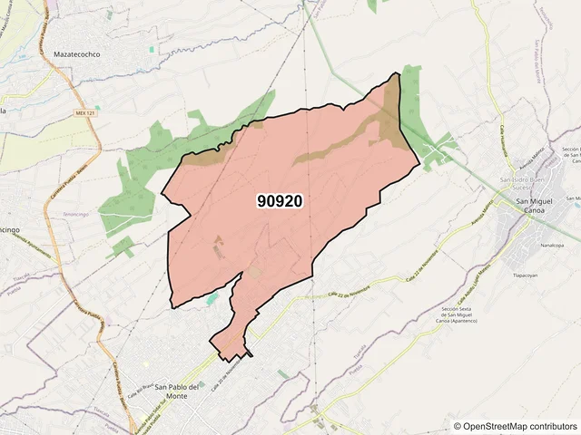 Mapa del código postal 90920, San Pablo del Monte, Tlaxcala