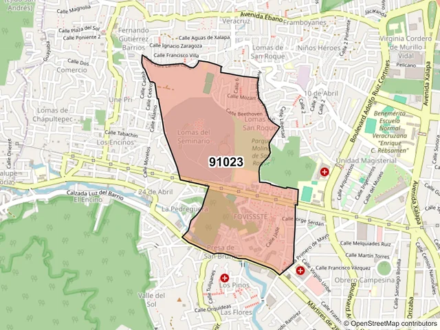 Mapa del código postal 91023, Xalapa, Veracruz de Ignacio de la Llave