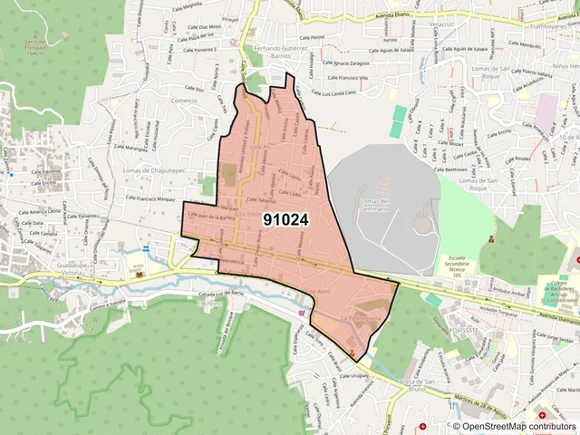 Mapa del código postal 91024, Xalapa, Veracruz de Ignacio de la Llave