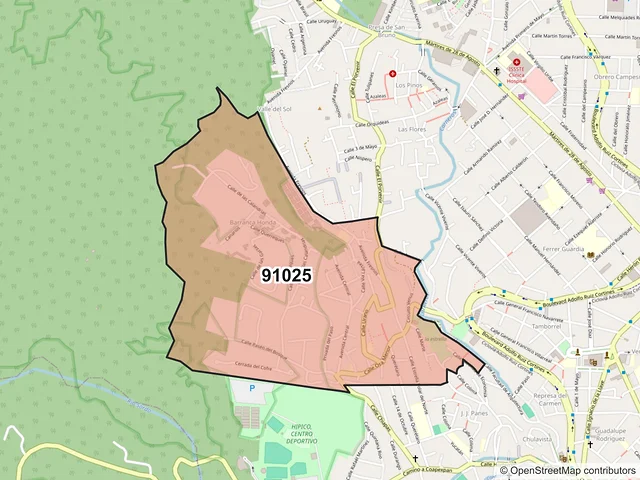 Mapa del código postal 91025, Xalapa, Veracruz de Ignacio de la Llave