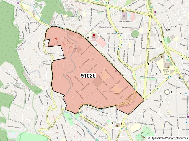 Mapa del código postal 91026, Xalapa, Veracruz de Ignacio de la Llave