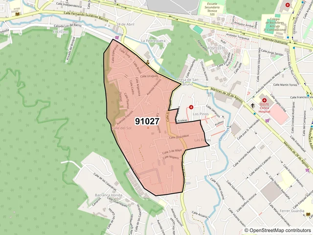 Mapa del código postal 91027, Xalapa, Veracruz de Ignacio de la Llave