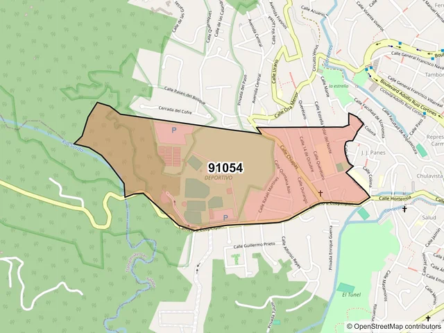 Mapa del código postal 91054, Xalapa, Veracruz de Ignacio de la Llave