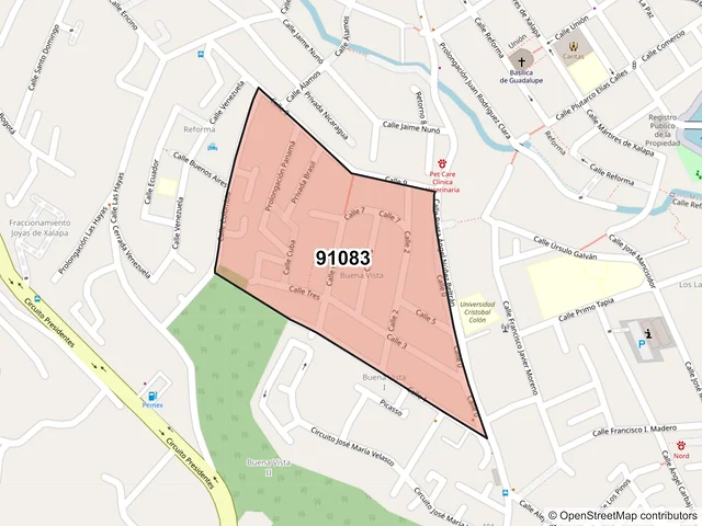 Mapa del código postal 91083, Xalapa, Veracruz de Ignacio de la Llave