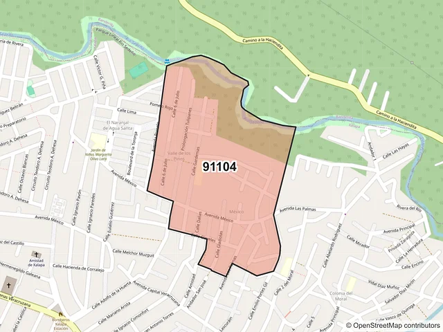 Mapa del código postal 91104, Xalapa, Veracruz de Ignacio de la Llave