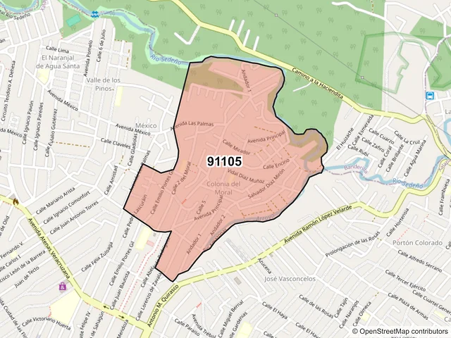 Mapa del código postal 91105, Xalapa, Veracruz de Ignacio de la Llave