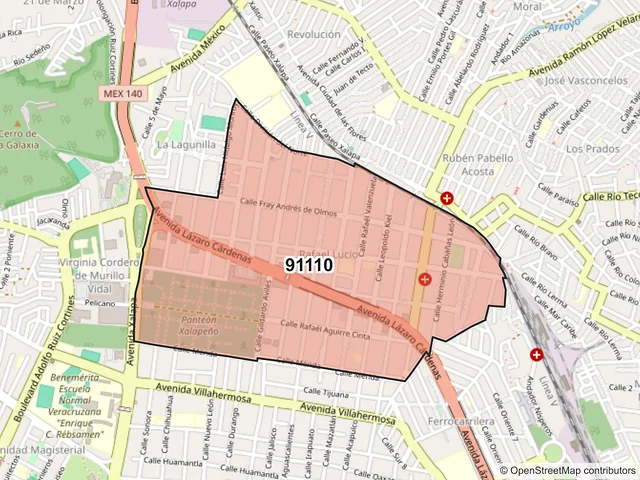 Mapa del código postal 91110, Xalapa, Veracruz de Ignacio de la Llave