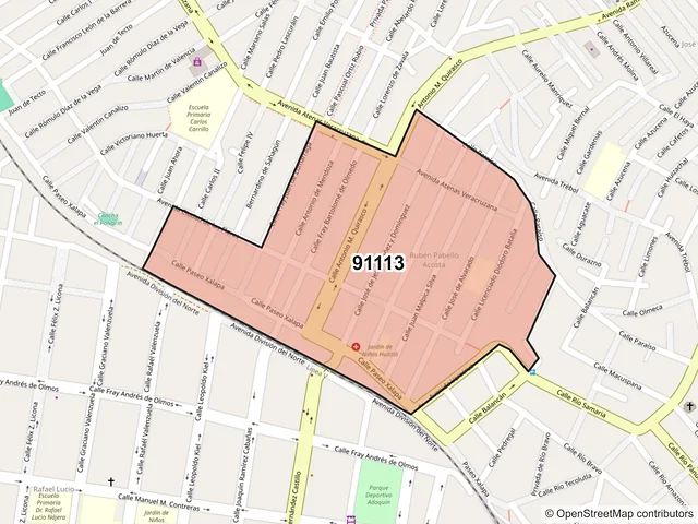 Mapa del código postal 91113, Xalapa, Veracruz de Ignacio de la Llave