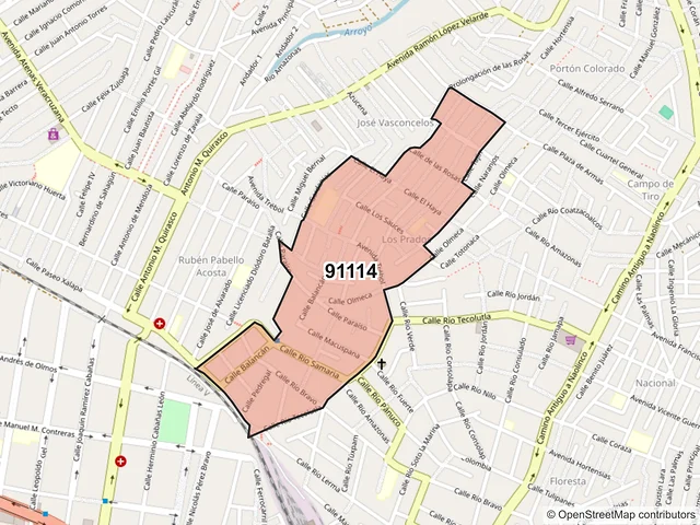 Mapa del código postal 91114, Xalapa, Veracruz de Ignacio de la Llave