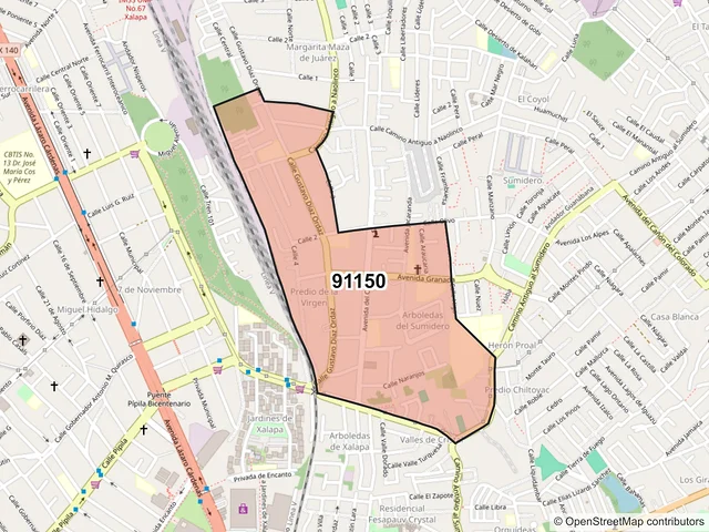 Mapa del código postal 91150, Xalapa, Veracruz de Ignacio de la Llave