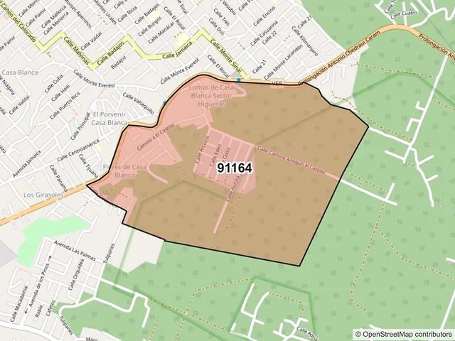Mapa del código postal 91164, Xalapa, Veracruz de Ignacio de la Llave