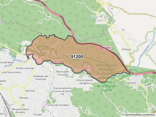 Mapa del código postal 91200, Xalapa, Veracruz de Ignacio de la Llave