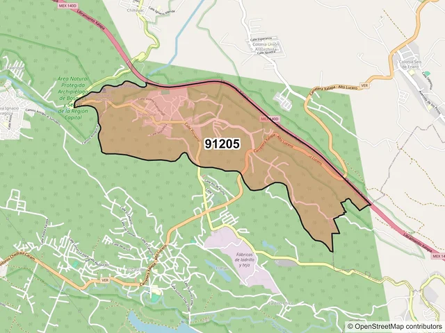 Mapa del código postal 91205, Xalapa, Veracruz de Ignacio de la Llave