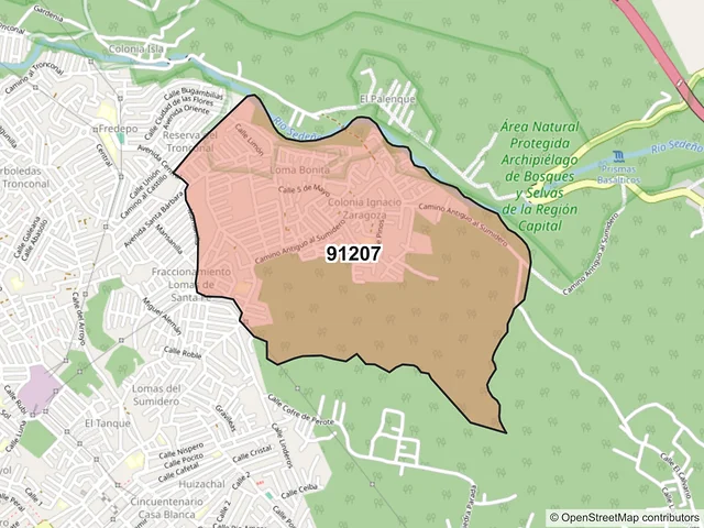 Mapa del código postal 91207, Xalapa, Veracruz de Ignacio de la Llave