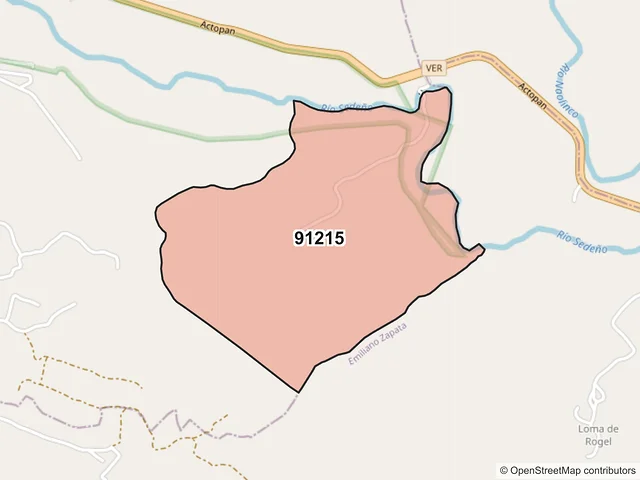 Mapa del código postal 91215, Xalapa, Veracruz de Ignacio de la Llave