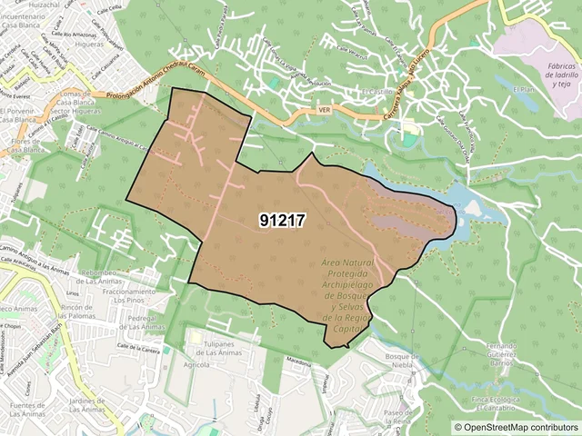 Mapa del código postal 91217, Xalapa, Veracruz de Ignacio de la Llave