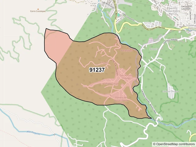 Mapa del código postal 91237, Tlalnelhuayocan, Veracruz de Ignacio de la Llave