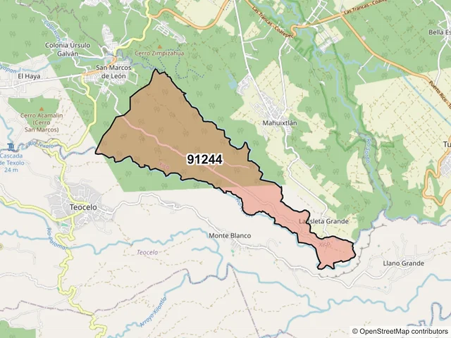 Mapa del código postal 91244, Xico, Veracruz de Ignacio de la Llave