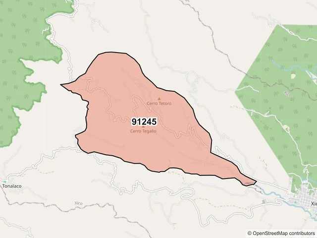 Mapa del código postal 91245, Xico, Veracruz de Ignacio de la Llave