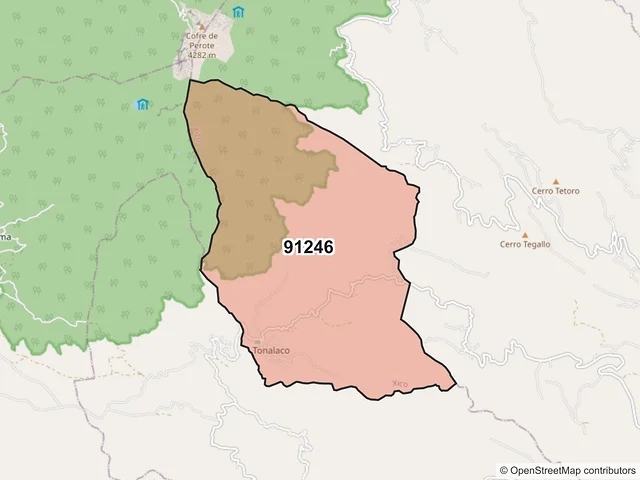 Mapa del código postal 91246, Xico, Veracruz de Ignacio de la Llave