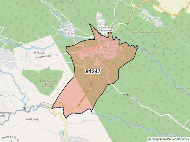 Mapa del código postal 91247, Xico, Veracruz de Ignacio de la Llave