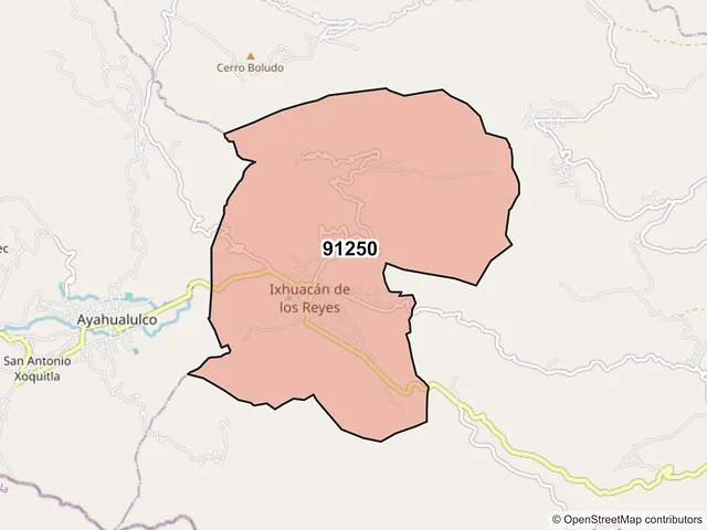 Mapa del código postal 91250, Ixhuacán de los Reyes, Veracruz de Ignacio de la Llave