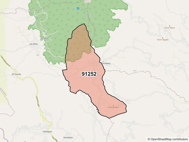 Mapa del código postal 91252, Ixhuacán de los Reyes, Veracruz de Ignacio de la Llave