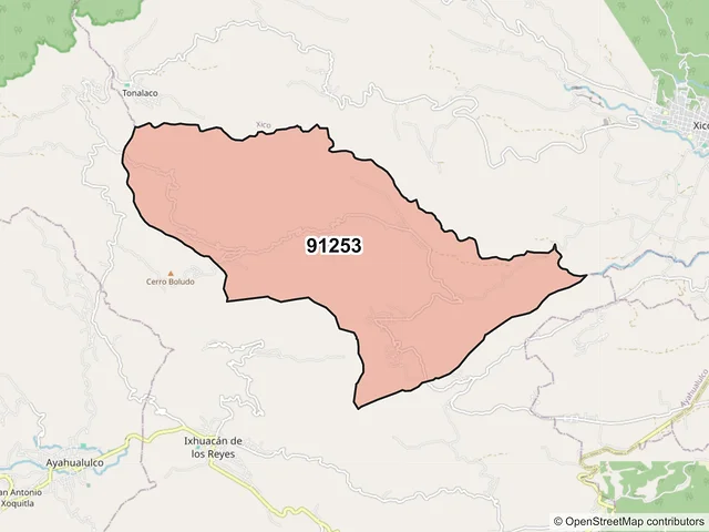 Mapa del código postal 91253, Ixhuacán de los Reyes, Veracruz de Ignacio de la Llave