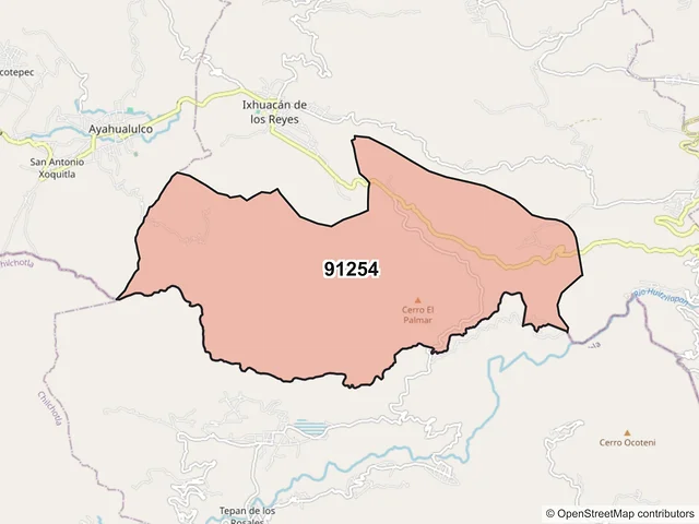 Mapa del código postal 91254, Ixhuacán de los Reyes, Veracruz de Ignacio de la Llave