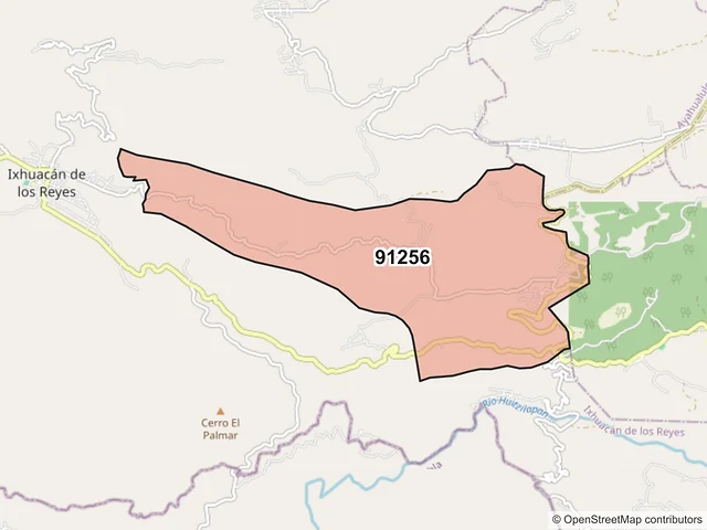 Mapa del código postal 91256, Ixhuacán de los Reyes, Veracruz de Ignacio de la Llave
