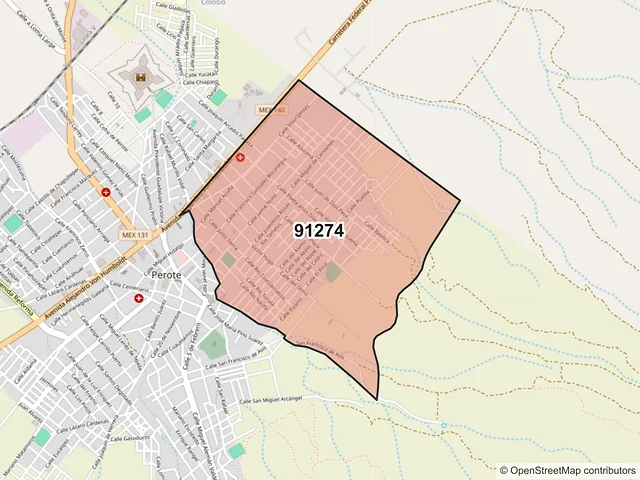 Mapa del código postal 91274, Perote, Veracruz de Ignacio de la Llave