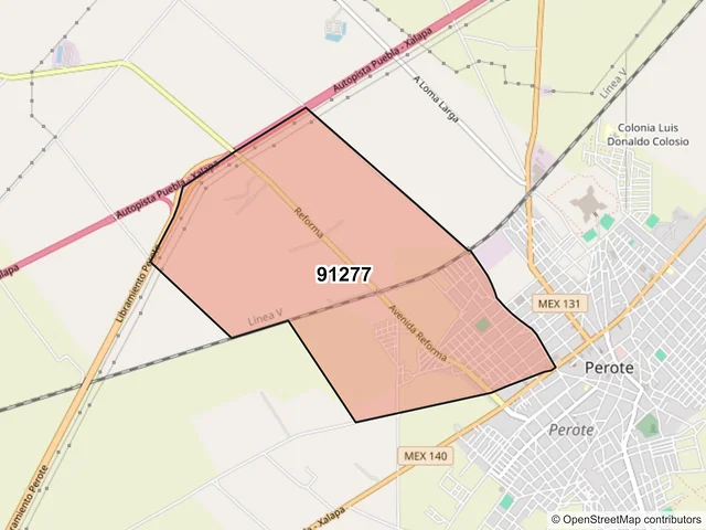 Mapa del código postal 91277, Perote, Veracruz de Ignacio de la Llave