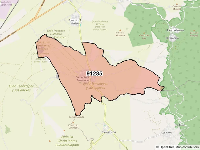 Mapa del código postal 91285, Perote, Veracruz de Ignacio de la Llave