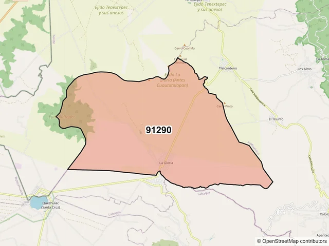 Mapa del código postal 91290, Perote, Veracruz de Ignacio de la Llave