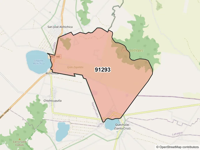 Mapa del código postal 91293, Perote, Veracruz de Ignacio de la Llave