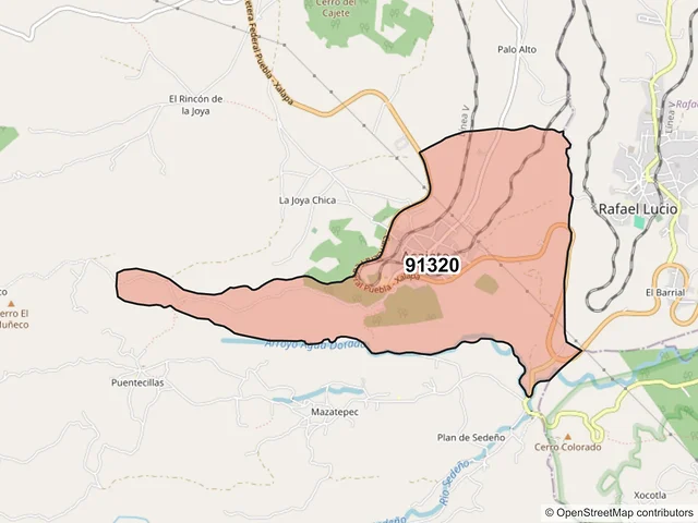 Mapa del código postal 91320, Acajete, Veracruz de Ignacio de la Llave