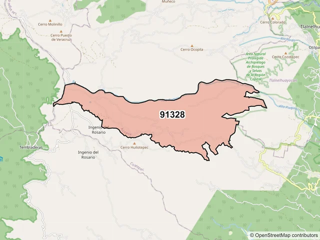 Mapa del código postal 91328, Acajete, Veracruz de Ignacio de la Llave