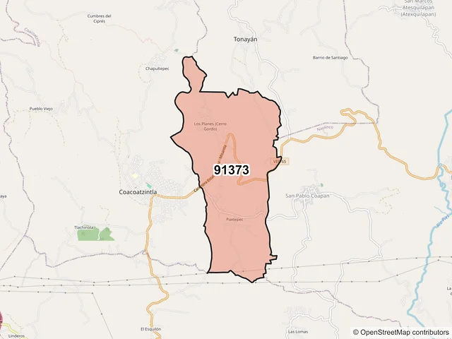 Mapa del código postal 91373, Coacoatzintla, Veracruz de Ignacio de la Llave