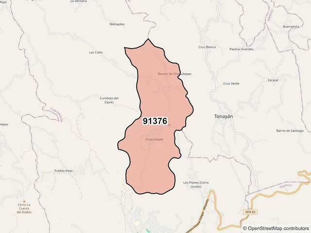 Mapa del código postal 91376, Coacoatzintla, Veracruz de Ignacio de la Llave
