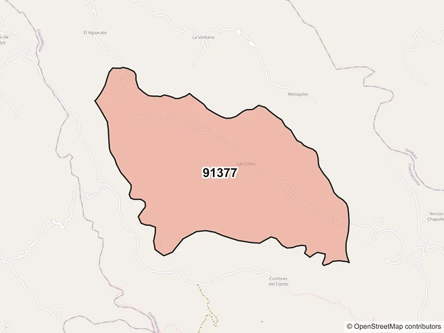 Mapa del código postal 91377, Coacoatzintla, Veracruz de Ignacio de la Llave