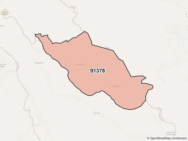 Mapa del código postal 91378, Coacoatzintla, Veracruz de Ignacio de la Llave
