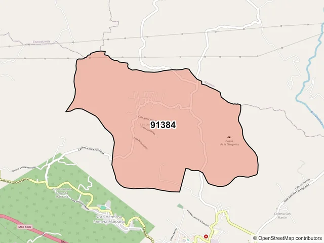 Mapa del código postal 91384, Jilotepec, Veracruz de Ignacio de la Llave