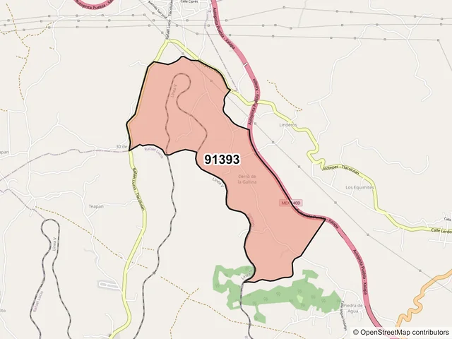 Mapa del código postal 91393, Jilotepec, Veracruz de Ignacio de la Llave