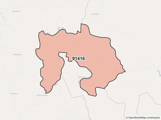 Mapa del código postal 91416, Miahuatlán, Veracruz de Ignacio de la Llave